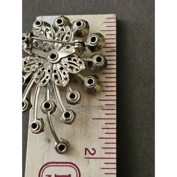 Vtg Starburst Fireworks Aurora Borealis Rhinestones Brooch 1950s-60s Stunning - Picture 5 of 6